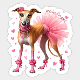 Greyhound Whippet Iggy in Pink Sticker